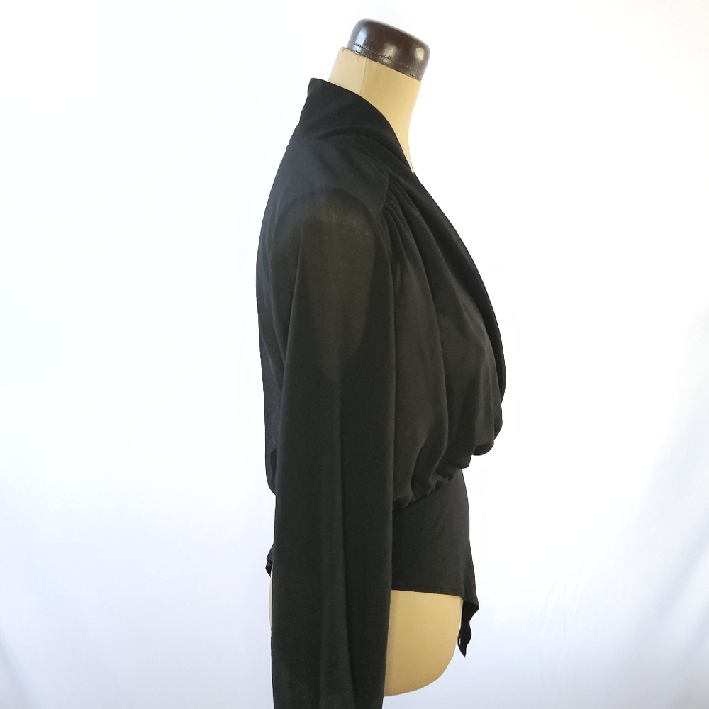 Ibiss Black Wrap V-Neck Long Sleeve Bodysuit - Picture 4 of 7